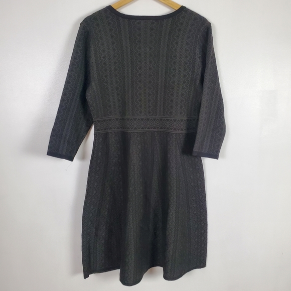 Nina Leonard NWT fit and flare sweater dress olive and black - Picture 2 of 6